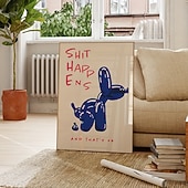 cheap Down to $30-1pc Unframed Contemporary Canvas Poster Inspirational Blue &amp; Red Typography Painting Balloon Dog Prints Canvas Wall Art Artwork Wall Painting For Birthday Gift Bedroom Office Living Room