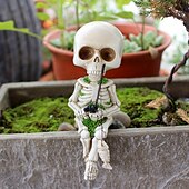 お買い得  ハロウィン-耐久性のある樹脂製 1個 釣り用スカル像 ハロウィン &amp;バレンタインデーの装飾、スケルトンデザインの水生ガーデンオーナメント。電気不要。池、芝生、プール、川などに最適。 &amp;家の装飾