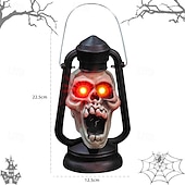 billige Halloween-Halloween håndtak LED lysende hodeskaller hode røde øyne lampe glødende i mørke retro parafinlampe festdekorasjon