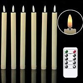 economico Luci di candela-6 candele elettroniche di simulazione di Halloween e Natale da 16,5/17,5/22,5 cm, con telecomando, batteria AAA, per interni ed esterni, per feste nuziali, decorazioni luminose
