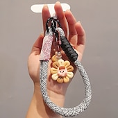 abordables Cordons et dragonnes pour téléphone-Corde courte imprimée pour téléphone portable, pendentif fleur, corde tissée courte à double usage, corde de suspension robuste pour voyage en plein air pour hommes et femmes
