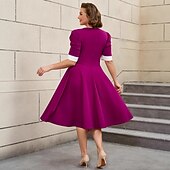 cheap Dresses-1950s Retro Vintage Midi Swing Dress Flare Dress Plus Size Solid Color Fit &amp; Flare Swing Fancy Dress Women's Vacation Homecoming Party &amp; Evening Adults' Dress Spring &amp; Summer