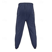 baratos Retrô-Homens Calças de linho Calças Calça verão Bolsos Cintura elástica Com Cordão Listrado Conforto Respirável Comprimento total Ao ar livre O negócio Diário Férias Negócio Preto Branco