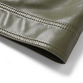 preiswerte Kunstlederjacke-Herren Kunstlederjacke Bikerjacke Motorradjacke Urlaub Täglich Winddicht Warm Tasche Herbst Winter Einfach Mode Klassisch Stehkragen Regulär Schwarz Grün Jacken