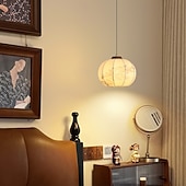 cheap Island Lights-Country Nature Inspired Pendant Light, Fabric Material, 20cm Height, Warm White/White Light, E26 E27, Adjustable Chain