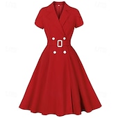 levne Šaty-Retro 50. léta Rockabilly Polední Šaty na šaty Flare šaty Větší velikosti S páskem A-Linie Dámské Dovolená Maturita Retro tematická párty Dospělé Šaty Jaro léto
