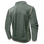 baratos Polo Clássico Masculino-Homens Pólo Camisa de golfe Desportos e Ar livre Casual Colarinho Clerical Clássico Manga Longa Roupa de rua Legal Tecido Bolso frontal Primavera &amp; Outono Normal Preto Branco Azul Verde Cáqui Cinzento