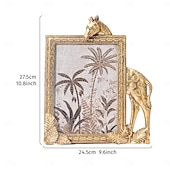 abordables Cadres photo pour tables-Cadre photo décoratif rectangulaire en résine dorée en forme de girafe, cadre en résine pour un affichage chaleureux des photos de bureau, idéal pour la décoration intérieure et les accessoires de