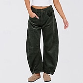 economico gamba larga e vita alta-Per donna Gamba larga Pantaloni Eleganti Streetwear Casual Lunghezza intera Naturale Semplice Tasca Elastico in vita Confortevole Streetwear Ferie Weekend Grigio scuro Nero Rosa Verde scuro Autunno