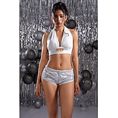 halpa Pohjat-Retro / vintage 1980 luku Kiiltävä metallinen Shortsit Hotpants Disko Paljetti Yhtenäinen väri Naamiaispuku Naisten Karnevaali puku Karnevaali Klubi Pride-paraati Pride-kuukausi Aikuisten Shortsit