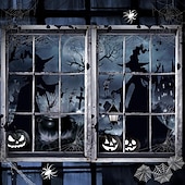 olcso halloween faliszőnyegek-2 db-os halloweeni ablakdekoráció női szellem halloweeni ablak horror női szellem baba függöny szett horror koponya poszter beltéri és kültéri partidekoráció