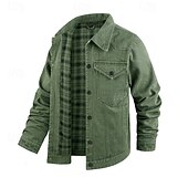 abordables Vestes Cargo-Homme Veste Légère Veste Décontractée Veste en Jean Vacances Quotidien Avec Poches Automne Hiver Uni Mode Classique Revers Régulier Noir Marron Vert Bleu de minuit Bleu clair Veste