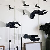 levne Halloweenové závěsné a stolní dekorace-3 ks halloweenské nástěnné dekorace strašidelné ruce držák na svíčky závěsný háček kolekce strašidelný duch ruka úložná police dekorace