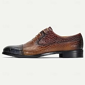 preiswerte Klassische Anzugschuhe-Oxford-Schuhe aus echtem Leder mit Krokodilprägung für Herren – eleganter Schnürschuh für modebewusste Männer, Hochzeitsempfänge und geschäftliche Veranstaltungen