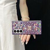 رخيصةأون جراب سامسونج-هاتف غطاء من أجل سامسونج جالاكسي Z فولد 7 زي فولد 6 غطاء خلفي مع الحبل بلينغ بريق لامعة ضد الصدمات فراشة مكتب  /  الأعمال الكمبيوتر الشخصي