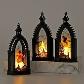 abordables luces de halloween-Vela electrónica LED de Halloween, linterna retro, decoración de ambiente, suministros para fiestas navideñas, diseño de escena, accesorios