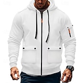 economico felpe in pile-Per uomo Felpa con cappuccio Felpa con cappuccio in pile Felpa con cappuccio tattica Nero Bianco Vino Verde militare Rosso Con Cappuccio Semplice Tasca Sport &amp; Outdoor Casuale Quotidiano Streetwear