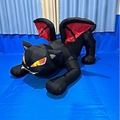 abordables Halloween en Plein Air-1 modèle gonflable de chat noir d&#039;Halloween de 2,4 m avec lumière pour une atmosphère de fête d&#039;horreur et étrange à l&#039;intérieur et à l&#039;extérieur d&#039;Halloween