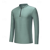 halpa Topit-Miesten Performance paita Urheilullinen t-paita Pitkähihainen Stand-kaula-aukko Topit Ulko- Nopea kuivuminen Hikeä siirtävä hajunvastainen Hengittävä Polyesteri Sininen Vihreä Tumman sininen Kalastus