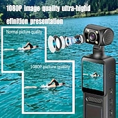 abordables Caméras, appareils photo et vidéo-Caméra d&#039;action à objectif pivotant Ultra HD 4K - enregistrement en boucle &amp;Caméra corporelle portative étanche et antichoc à vision nocturne pour le ski, le cyclisme et les aventures en plein air