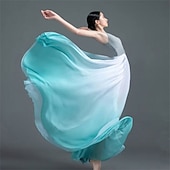 お買い得  バレエダンスウェア-女性用リリカルダンススカート グラデーションカラー シフォン ロングスイング シアー ラップスカート モダンバレエパフォーマンス用