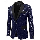 baratos Blazers Clássicos Masculinos-Homens Blazer O negócio Coquetel Festa de Casamento Moda Casual Primavera Outono Poliéster Gradiente Bolsos Botões Confortável Não Trespassado Jaqueta esporte Prata Azul Verde Escuro Roxo