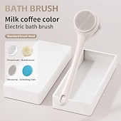 abordables Appareils électroménagers-Brosse de bain électrique rotative en silicone à long manche, brosse de nettoyage pour le corps avec 4 têtes de brosse
