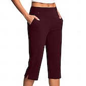 billige Vanlige leggings-Dame Bukser Fritid Treningsklær Kalv lengde Naturlig عادي Sidelommer Delt comfy Pustende Yoga- og dansesko Fritid / hverdag Sjøblå Svart Hvit Rosa Vår Høst Normal
