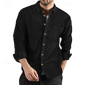 cheap Men&#039;s Jackets &amp; Coats-Men&#039;s Shirt Jacket Corduroy Jacket Casual Jacket Shacket Vacation Daily Breathable Pocket Spring Fall Plain Fashion Classic Lapel Regular Black Navy Blue Brown Army Green Dark Gray Jacket