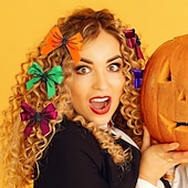 levne Halloween maska a rekvizity-Halloweenská sponka do vlasů s pavoučí mašlí, roztomilý a originální vlasový doplněk pro kostým, sponka s ofinou na bok pro dívky a na párty.