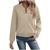 cheap Casual Jackets-Women&#039;s Casual Jacket Sport Jacket Textured Jackets Office / Career Daily Wear Going out Fall Regular Coat Stand Collar Regular Fit Warm Vintage Style Lady Casual Jacket Long Sleeve non-printing