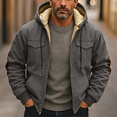 baratos camisolas de lã-Homens Moletom Full Zip Hoodie Moletom de lã Moletom Tático Verde Tropa Cáqui Cinzento Com Capuz Colarinho polo Tecido Bolso frontal Desportos e Ar livre Casual Diário Roupa de rua Legal Designer