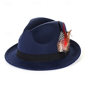 levne Klobouk Fedora-Pánské 30. léta Oktoberfestový klobouk Černá Fialová Polyester Peří Módní Na běžné nošení ulice Denní Barevné bloky Proti sluci Prodyšné