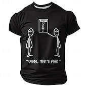 お買い得  メンズおもしろTシャツ-メンズ面白い &#039;指名手配 - 君だよ!&#039; グラフィックTシャツ、遊び心のあるダジャレ黒ショートスリーブTシャツ