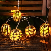 cheap Outdoor Lighting-Rattan Wire Ball Style Decorative Lantern String Lights - 10 Lights Globe Rattan Wicker Ball String Lights Indoor Outdoor Patio String Light for Home Pergola Porch Party Backyard