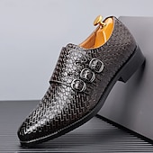 economico Formale-scarpe da uomo con triplo cinturino in similpelle intrecciata e testurizzata – design con fibbia unica per uomini alla moda, banchetti e ricevimenti serali