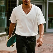 ieftine tricouri de bază-Bărbați Tricou Tee Top Manșon scurt Mânecă scurtă În V Vară Simplu Designer De Bază Contemporan modern Stil Clasic Vacanță Stradă Casual Alb Verde Gri Deschis Top tricou pentru bărbați