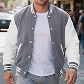 preiswerte Herrenjacken &amp; Herrenmäntel-Herren Leichte Jacke Bomberjacke Collegejacke Urlaub Lässig Warm Tasche Farbblock Herbst Winter Farbblock Mode Klassisch Stehkragen Kurz Schwarz Rote Burgunderrot Marineblau Königliches Blau Jacken