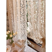billiga Genomskinliga gardiner-1 st vintage jacquard transparent gardin kort gardin med stångficka polyesternät spets broderad heminredning vardagsrum sovrum kök