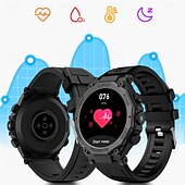 abordables Relojes inteligentes-Reloj inteligente deportivo para hombre, con linterna LED, Bluetooth, llamadas, control del ritmo cardíaco, asistente de voz, SOS, para exteriores, 1,52