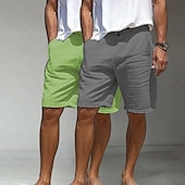 economico Classico-Per uomo Shorts Shorts di Lino Shorts eleganti Pantaloncini Estivi Shorts da Spiaggia Tasca Bottoni Gamba Dritta Semplice Comodità Traspirante Lunghezza al ginocchio Casuale Quotidiano Ferie Vacanza