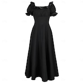 abordables Robe-Médiéval Renaissance 18ème Siècle Robe Taille Empire Robe inspirée de la Régence Elfe Ligne A Femmes Fantaisie Halloween Carnaval Vacances Décontracté Quotidien LARP Adultes Robe