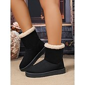 abordables Bottes-Femmes Bottes Bottes de Neige Quotidien Talon plat Bout Rond Occasionnel Daim Mocassin Chameau Noir Blanche