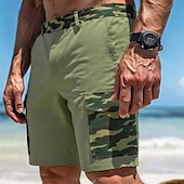 preiswerte Draussen-Herren Cargo-Shorts Shorts Sommershorts Patchwork Mehrere Taschen Tarnung Komfort tragbar Knielang Outdoor Sport Täglich Mode Lässig Schwarz Armeegrün