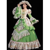 abordables Robes-ancien Rococo Renaissance Maxi Robe Normal Juliette Princesse Mariée Plissé Volanté Princesse Col rond Déguisement Femmes Halloween Carnaval Mascarade Soirée Halloween Performance Adultes