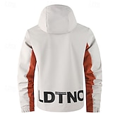 preiswerte Sportjacke-Herren Outdoorjacke Freizeitjacke Urlaub Täglich Winddicht Warm Tasche Herbst Winter Farbblock Buchstabe Mode Klassisch Mit Kapuze Regulär Weiß Dunkelgray Jacken