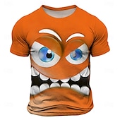 voordelige 3D T-shirts-Voor heren Tekenfilm 3D T-shirt Korte mouw T-shirt 3D-afdrukken Strakke ronde hals Overhemd Modieus overdreven Dagelijks Feest Straat Casual blauw Paars Oranje Zomer Lente Alle seizoenen Kleding S M