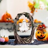 Недорогие Хэллоуинские висячие и настольные украшения-Фигурка-качели на Хэллоуин, качающаяся тень, привидение на качелях из дерева, забавное украшение в виде привидения из смолы для рабочего стола, книжной полки, сада &amp;украшение патио