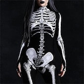 preiswerte Schädel &amp; Knochen-Totenkopf Halloween Bodysuit Ganzkörper-Catsuit Gruseliges Kostüm Kinder Erwachsene Herren Damen Jungen Halloween Karneval Tag der Toten Leistung Party Club Einfache Halloween-Kostüme Verkleiden