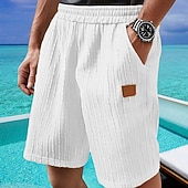お買い得  カジュアルショートパンツ-男性用 ショーツ サマーショーツ カジュアルショーツ ポケット 弾性ウエスト ジャカード 平織り 履き心地よい 高通気性 ショート アウトドア バケーション スポーツ カジュアル ブラック ホワイト